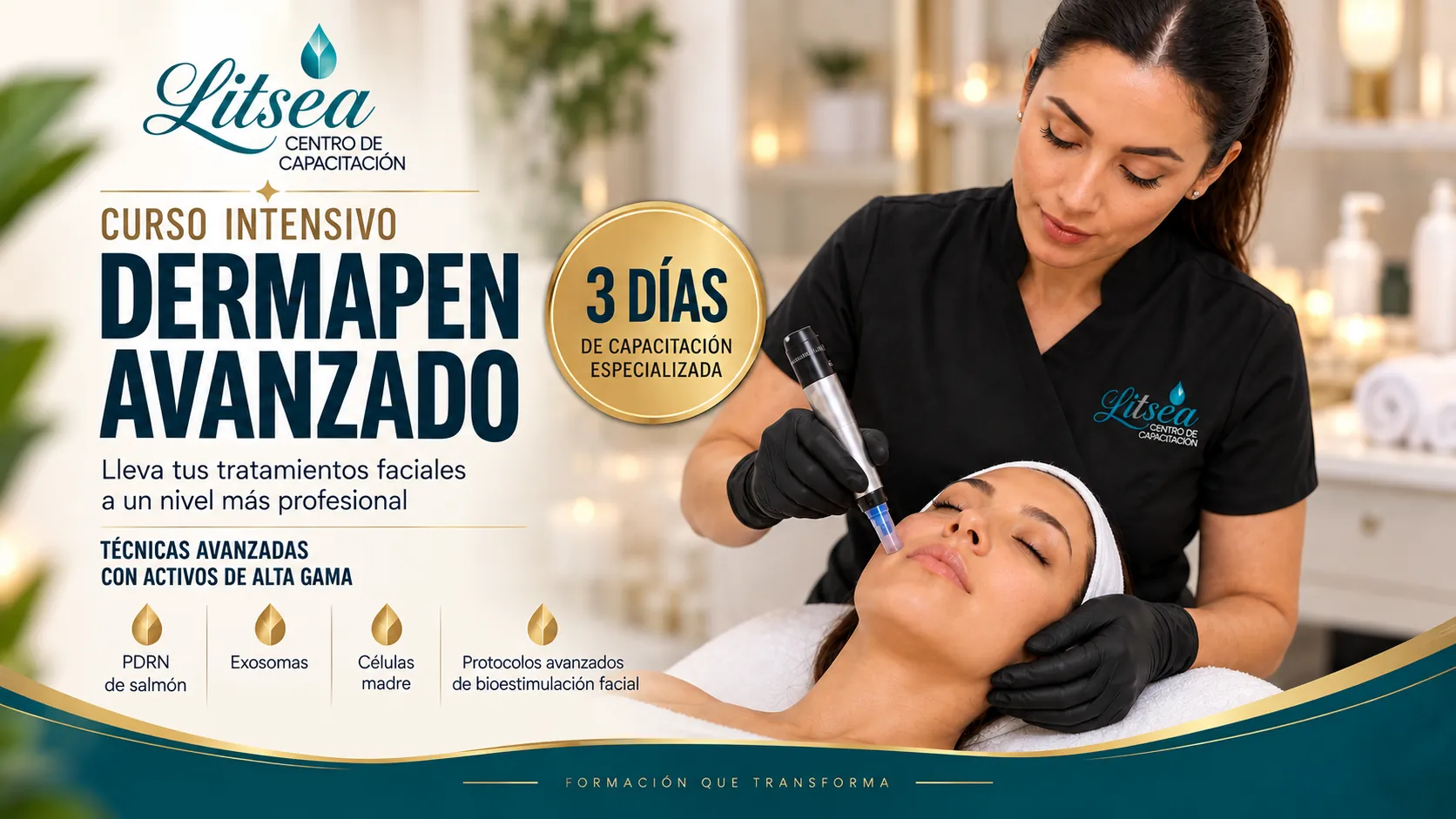 Curso intensivo de Dermapen Avanzado Litsea - 3 días de capacitación especializada en bioestimulación facial
